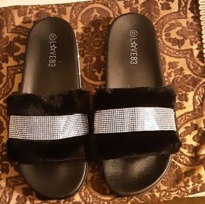 Fuzzy sequin slides